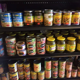a display of canned food