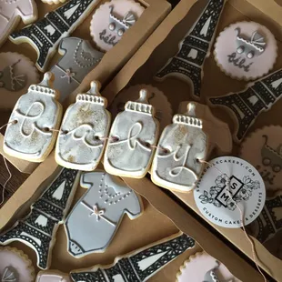 Parisian theme baby shower cookies