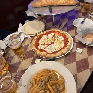 Penne Boscaiola, Margherita Pizza, Large Stromboli