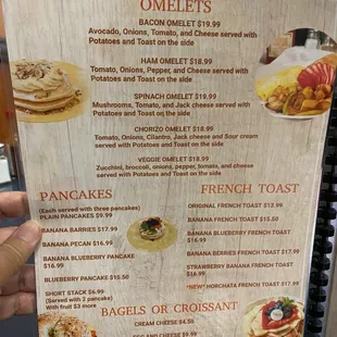 Menu for Omelets, Pancakes and French Toast