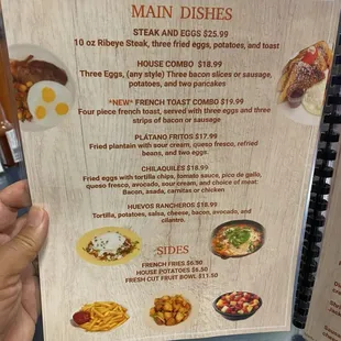Main dish menu