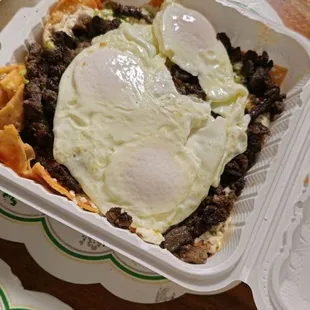 Chilaquiles with carne asada