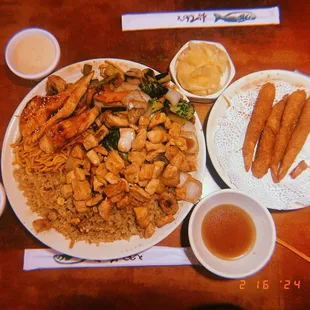 Chicken and Salmon Hibachi Shrimp Tempura