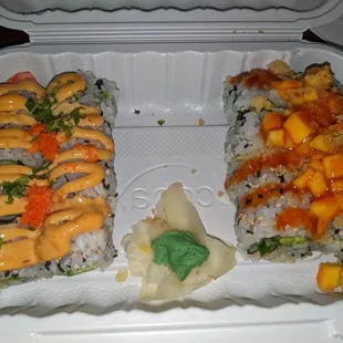 Spicy CA roll and Tropical roll