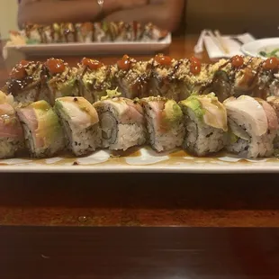 Tuna Tuna Tuna Special (front) Spicy Nemo Specialty Roll (back)