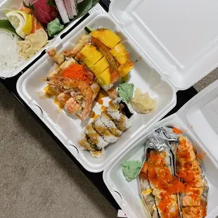 Sashimi &amp; sushi rolls