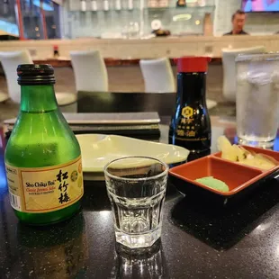 Sake $8.50 junmai by Sho Chiku Bai. Good enough though Kikusui junmai ginjo is best ($17.95). 10-18-23
