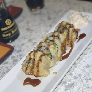 Fried Teriyaki Chicken roll with cream cheese &amp; avocado