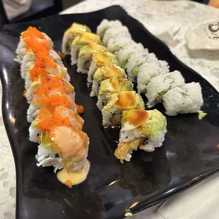Galleria roll, sweet mango roll, california roll
