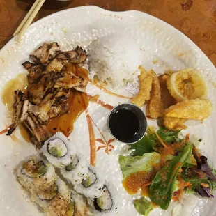 Super Maki Combo with a side of rice