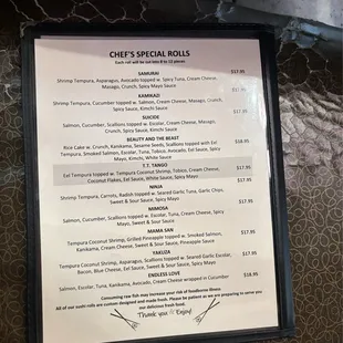 menu