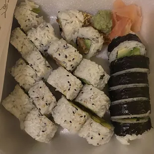 Californian Roll, Avocado Roll, Shrimp Tempura roll.