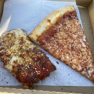 Sicilian left (very good)and Neapolitan right which is my favorite slice! .