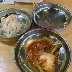 Dishes waiting for refill.