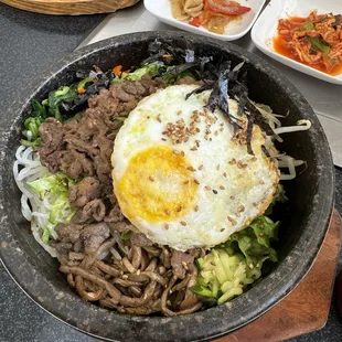 Bibimbap in a stone pot