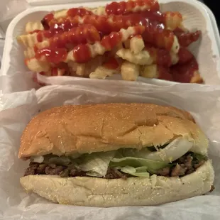 Cheesesteak and fries