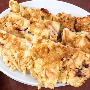 Doughy seafood pancake, appreciate that they will cook it without the green onions though.