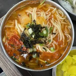 Handmade Noodle Soup with Kimchi
