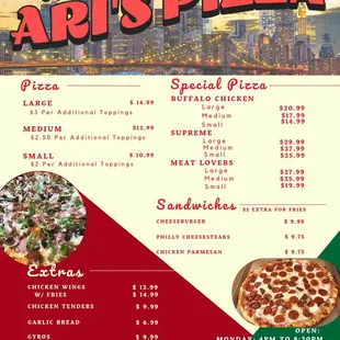 Ari's Pizza New Menu