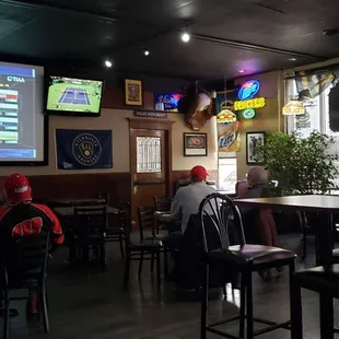 a large screen in the background