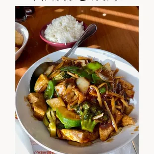 Szechuan Tofu with steamed white rice