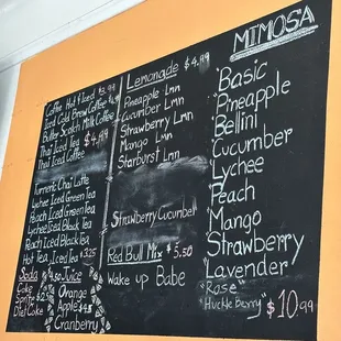 Drink menu