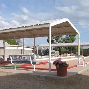 Outdoor, well lit bocce courts