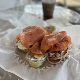 Acme Nova lox and cream cheese on a bagel