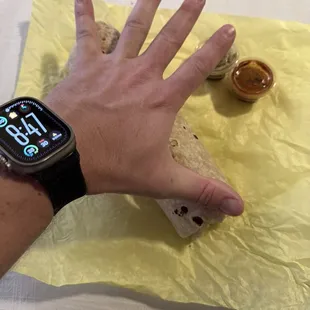 Size comparison. (Sorry no banana)