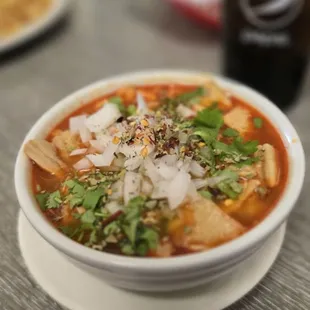 Small menudo with extra hominy asked for Cilantro paired with an iced cold fountain Pepsi chefs kiss ‍