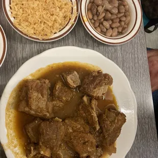 Chile verde with pot beans &amp; rice