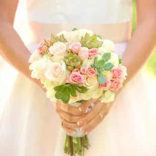 Wedding bouquet - succulents &amp; roses