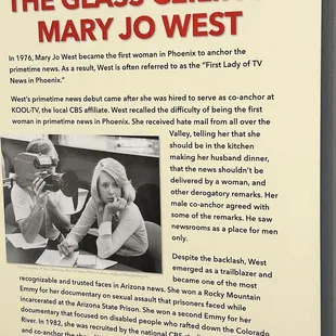 Fab info, Mary Jo first women journalist in AZ.