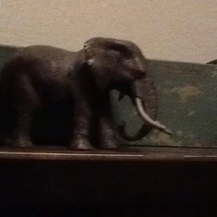 The African elephant replica in the conservation cafe