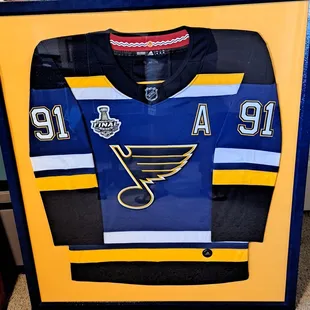 2019 Stanley Cup Champs.  What a great job with the yellow background and vivid blue frame.  You guys killed it like you always do...
