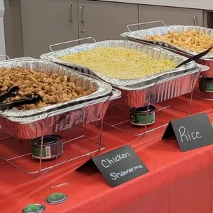 a variety of food items on a table