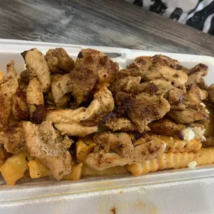 Greek Fries add chicken ($6 to add chicken)