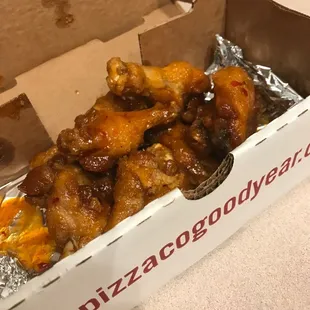 Mango Habanero wings, flavor is more on the sweet side though