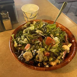 Anti pasta style salad all the meat was already mixed in at the bottom. There was a lot