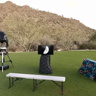 Telescope set up for a private stargazing session at a resort in Tucson.