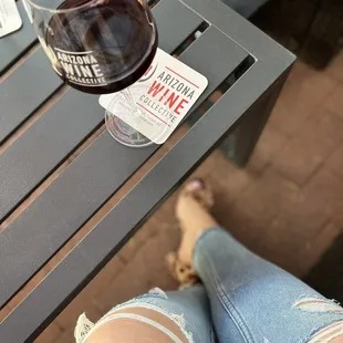 a glass of wine on a table
