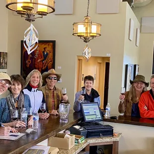 Party of 6 at Deep Sky Vineyards plus our amazing chauffeur-escort-designated driver, Per (pronounced Pair). ALL SMILES