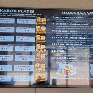 menus and prices
