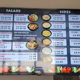 menus and prices