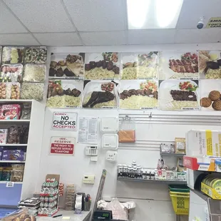 Inside of the market and the menu