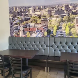 Comfy half booth table area