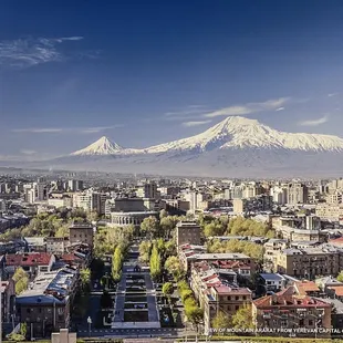 A beautiful view of Yerevan, Armenia, posted on their wall!