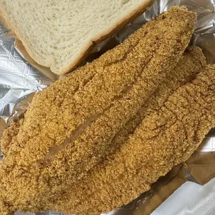 Tried the catfish today perfect crisp and seasoned to perfection.