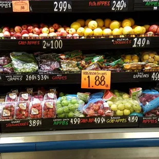 a display of fruits and vegetables