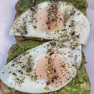 Avocado Toast with sunny side up egg &amp; everything bagel seasoning  &amp; it came with a coffee too!